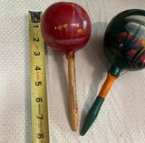 Pair of Hand Painted Wooden Maracas