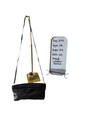 Small Charcoal Gray Leather Express Crossbody Bag