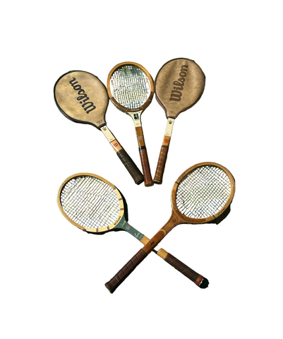 Vintage Collection of Wilson and n.j. Magnan Corp. Tennis Rackets and Covers