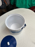 Vintage Blue and White Plastic Ice Bucket