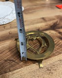 Small Brass Owl Heart Round Trivet