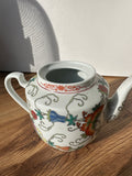 Asian Ceramic Floral Teapot with Butterfly Accents