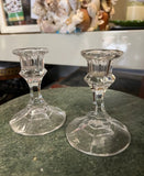 Pair of Small Glass Candlestick Holders