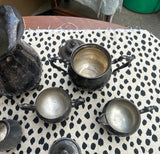 Vintage Patina Silver Tea Set- 9 Pieces Total