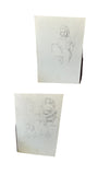 Small Front and Back, Black-And-White Portrait Pencil Sketch of Woman
