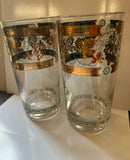 1970s Hollywood Regency 22kt Gold Briard Style Highball Cocktail Glasses - Pair