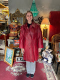 Red Leather Trench Coat Style Jacket- R2R Size L