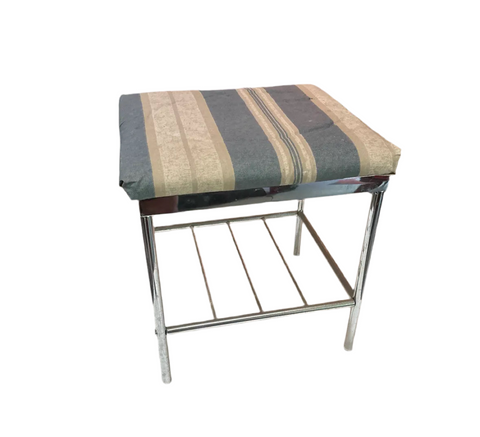 Small Vintage Striped Silver Footstool