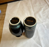 Miniature Vintage Pair of Black Ceramic Asian Style Vases With Floral Accents