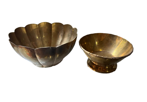 Brass Bamboo Bowl and Lotus Scalloped Bowl
