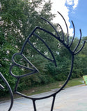 Handmade Black Metal Figurative Flat Sculpture