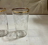 Collection of Gold Rimmed Glasses With Grape Details- Set of 4