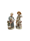 Pair of Ceramic Farmer Couple Figurines