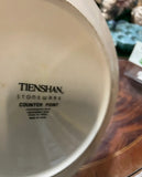 1980s Stoneware Plate With Blue and Pink Accents