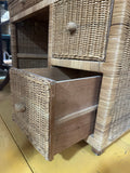 Vintage Wicker Boho Chic Desk With Drawers