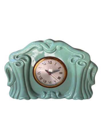 Art Deco Teal Ceramic Detailed Table Clock
