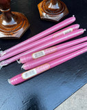 Country Core Pair of Wooden Candleholders and Pink Candles