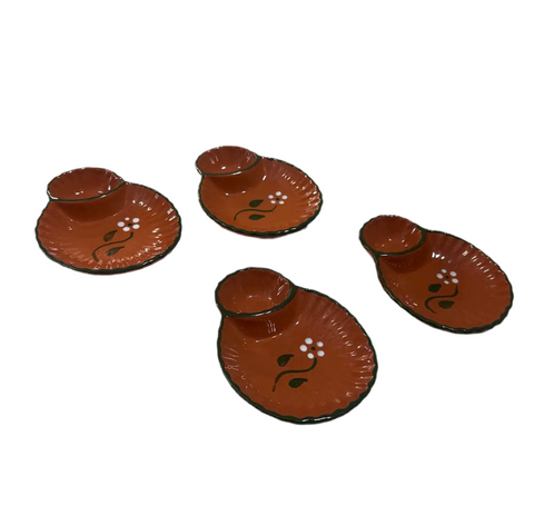 Collection of Brown Ceramic Spanish Style Olive Serving Dishes- Set of 4