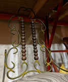 Iron Giacometti Style Metal Chair With Wooden Abacus Details