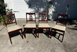 Antique Harp Lyre Back Wooden Dining Chairs- Set of 4