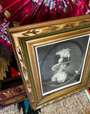 Black and White Vintage Print of Woman in Fancy Hat, Framed