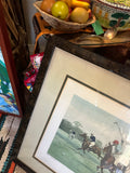 Vintage Large Framed Polo Horses Print, Signed