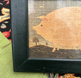 Small Rustic Pig Print in Black Frame
