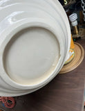 Large White Ceramic Teapot and Bowl With Floral Details