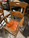 Pair of Vintage Leather Seated Wooden Chairs