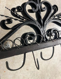French Iron Scrolling Plant and Tea Cup Holder Wall Hanging
