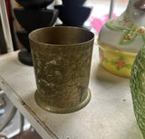 Small Brass Etched Vase