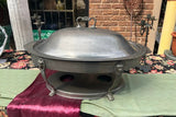 Large Silver Serving Platter With Warmer Plate, Lid, and Lion Details