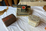 Collection of Metal Boxes and Typewriter