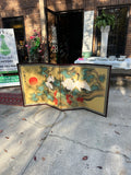 Lightweight Asian Gold Silk Screen With Painted Birds