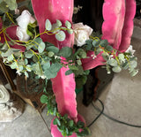 Handmade Metal Painted Hot Pink Cactus Statue (Greenery Is Optional)