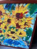 Signed and Framed Vintage Sunflower Painting