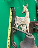 Vintage Iron Wall Hanging Dinner Bell With Deer Figures