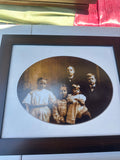 Pair of Vintage Wooden Frames With Family Prints