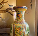 Large Vintage Asian Style Hand Painted Satsuma Orange Vase