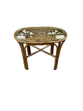 Boho Chic Wicker Side Table With Glass Top