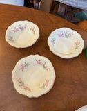 Trio of Pink Rose Ceramic Bowls