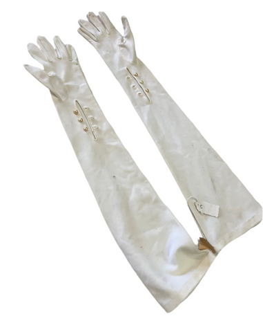 Pair of White Long Pearl Gloves