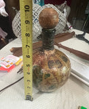 Vintage Wooden Italian Decanter With Paper Mache Accents