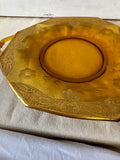 Amber-Colored Glass and Gold Decorative Plate