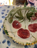 Vintage Ceramic Italian Cherry Dish With Handle and Gold Rim