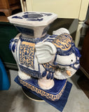 Blue and White Chinoiserie Elephant Plant Stand