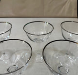 1970s Collection of Silver Rimmed Champagne Glasses- Set of 5