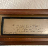 Vintage Handwritten Quote, Signed and Framed