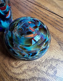 Trio of Dark Blue and Green Glass Paperweights