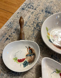 Porcelain Skillet, Dipping Dish, Vintage Appetizer Set With Wooden Handles- Set of 6